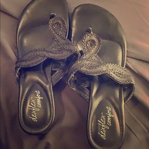 Black braided flip flops